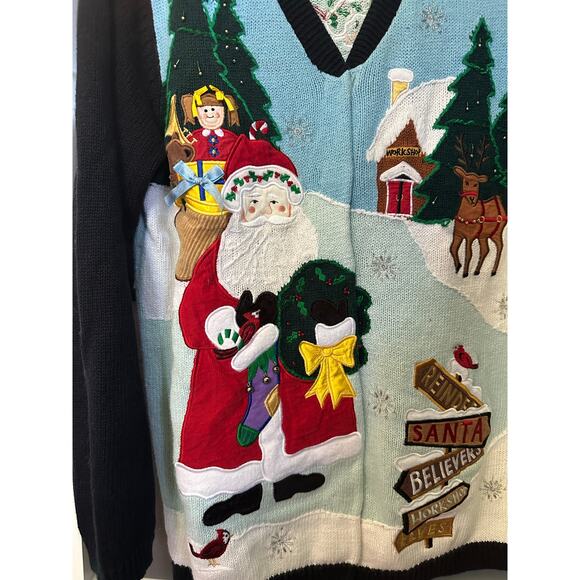 Vintage Christmas Cardigan The Quacker Factory Sweater Grandmacore Santa Small - Picture 5 of 9